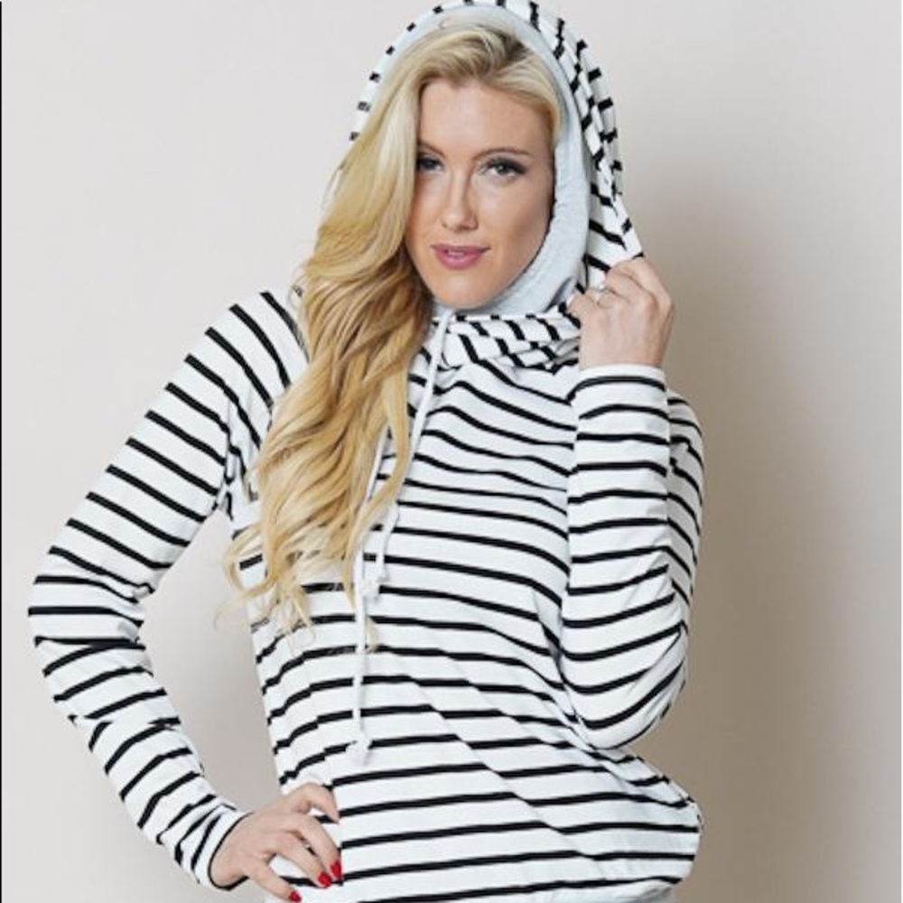 NWT Black and White Stripe Hoodie